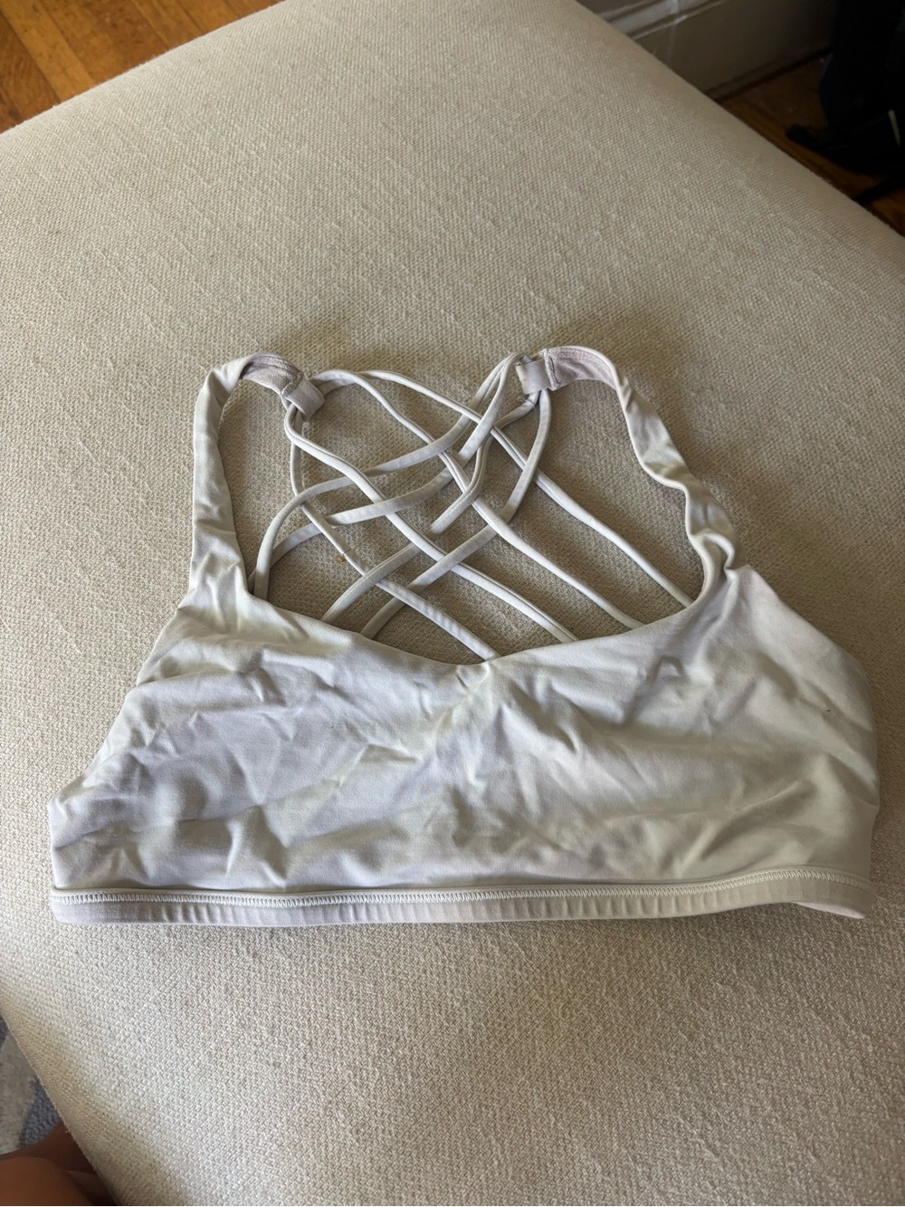 lululemon athletica Cream Strappy Cage-Back Sports Bra